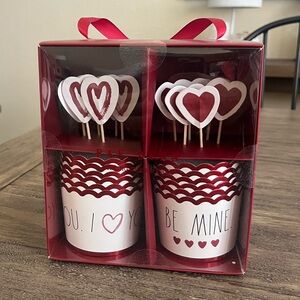 Rae Dunn Valentine's Day Cupcake Kit with Heart Toppers